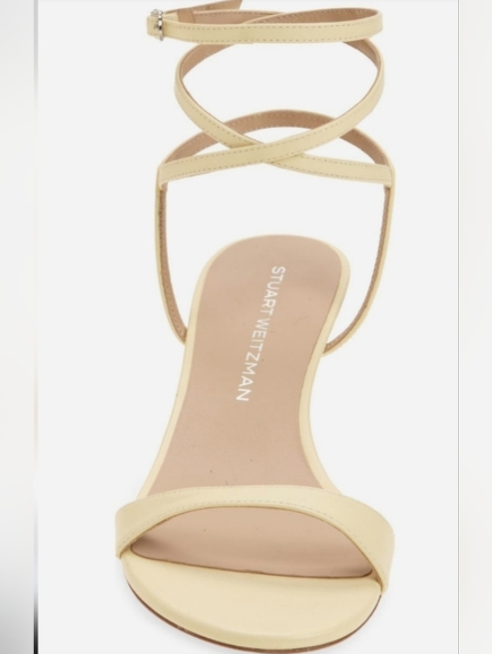 Stuart Weitzman Nudist Wrap Sandal Heels 8 Lemon Chiffon Strappy Kitten Heel - Picture 11 of 11